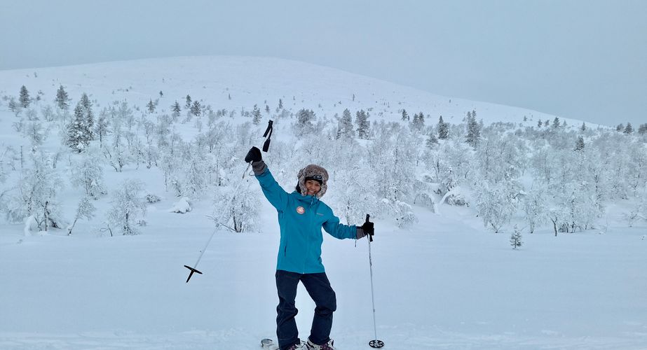 Foto in de sneeuw sneeuwschoenwandelen
